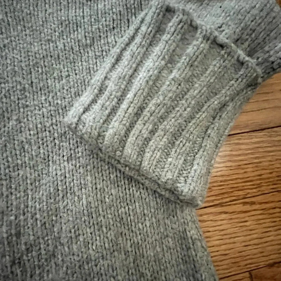 [SP]Free People Gray Crew Neck Fold Sleeve Wool Knit Sweater - Picture 2 of 7